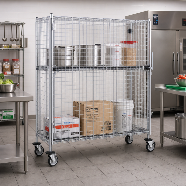 Product image #2 for Metro Super Erecta Mobile Chrome-Plated Wire Security Cage with No Intermediate Shelves, 40-3/4 x 21-1/2 x 68-1/2 Inches