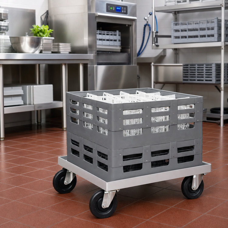 Product image #3 for Channel Manufacturing Aluminum Glass Rack / Milk Crate Dolly for One 20 x 20 Rack, 22 x 22 x 7.5 In.