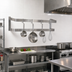 Thumbnail image #2 for Omcan USA 60-Inch Wall-Mounted Stainless Steel Double-Bar Pot Rack with 5 Plated Hooks