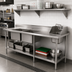 Thumbnail image #2 for BK Resources 84 Inch x 30 Inch 16-Gauge 304 Stainless Steel Sink Table with Two 16 x 20 Prep Bowls and Handsink, Left-Side Layout
