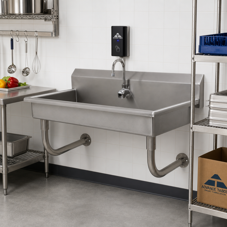 Product image #2 for Advance Tabco Wall Mounted 40-Inch Stainless Steel Service Sink with Electronic Faucet