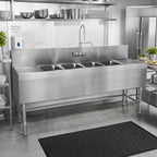 Thumbnail image #2 for Eagle Group Spec-Bar B7RL-4-24 Four-Compartment Stainless Steel Underbar Sink with Left & Right Drainboards, 84W x 24D