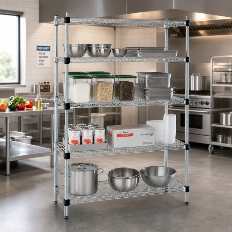 Product image #2 for EagleGard Quad-Adjust 4-Tier Stationary Starter Wire Shelving Unit, 48 x 24 x 74 Inches