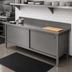 Thumbnail image #2 for John Boos Enclosed Work Table with Hinged Door Cabinet Base, 132 x 24 Inches, 14 Gauge 300 Series Stainless Steel Top, 5 Inch Backsplash