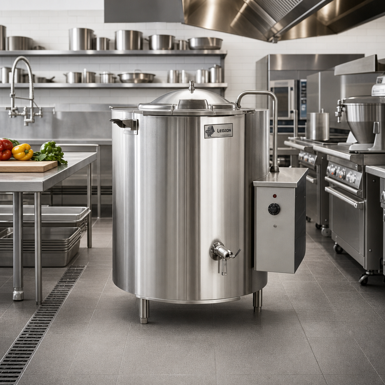 Product image #2 for Legion LEC-20 20-Gallon Electric Self-Contained Steam Kettle, 2/3 Jacketed, 304 Stainless Steel Liner, 9 kW