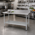 Thumbnail image #2 for BlendPort Deluxe Series Stainless Steel Work Table with 4-1/2-Inch Backsplash and Galvanized Undershelf, 84-Inch W x 24-Inch D