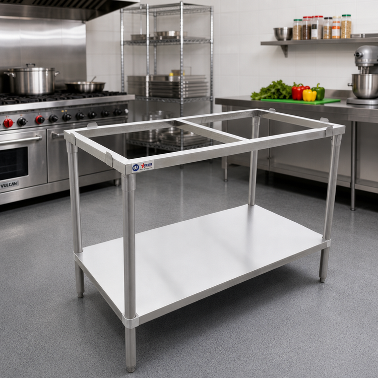 Product image #2 for Omcan Stainless Steel Solid Poly-Top Work Table Frame With Undershelf, 48 x 24 x 36 Inches