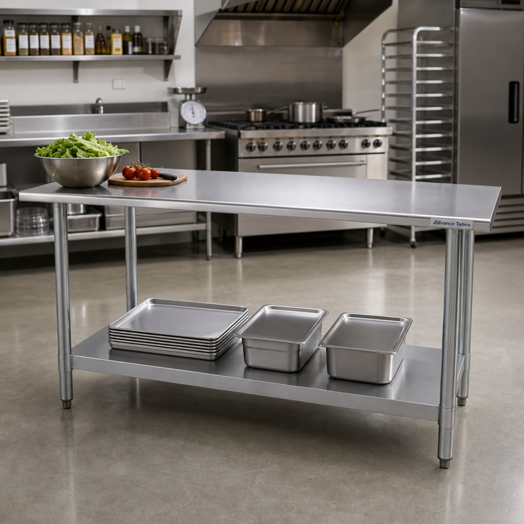 Product image #2 for Advance Tabco Special Value Series 72-Inch x 18-Inch Stainless Steel Work Table with Adjustable Undershelf