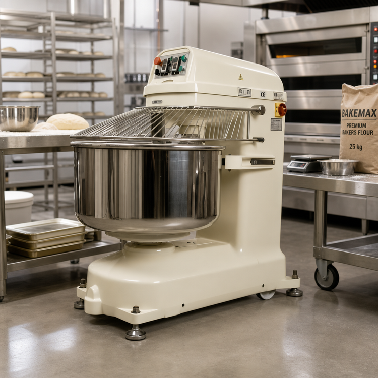 Product image #2 for BakeMax 42 Qt Floor Model Fixed-Bowl Spiral Dough Mixer, 20 Kg Capacity, 220V 3-Phase