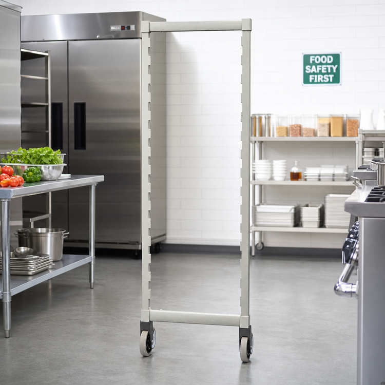 Product image #2 for Cambro Camshelving Premium Series Mobile Post Kit with Rigid Casters, 24"W x 67-1/4"H, Speckled Gray