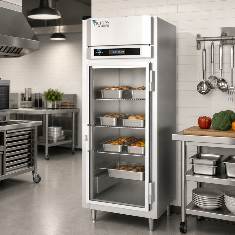 Product image #2 for Victory UltraSpec™ One-Section Reach-In Heated Holding Cabinet with Wide Full-Height Glass Door, 24.4 Cu. Ft., Standard Depth