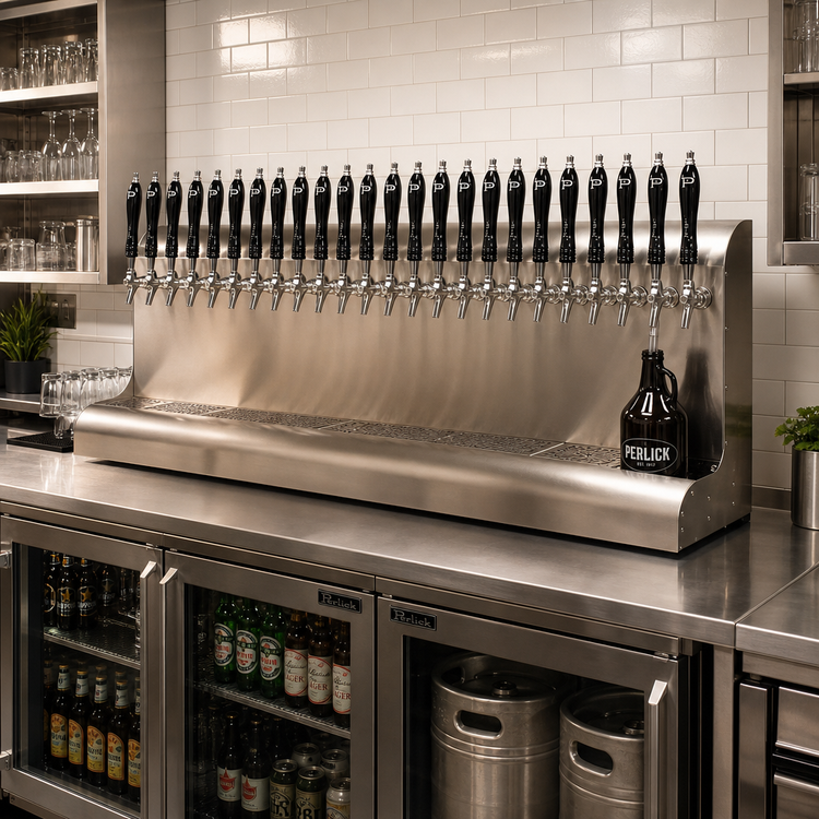 Product image #2 for Perlick 3076-28 Modular Wall Mount Air Cooled Draft Beer Dispensing Tower with 28 Faucets