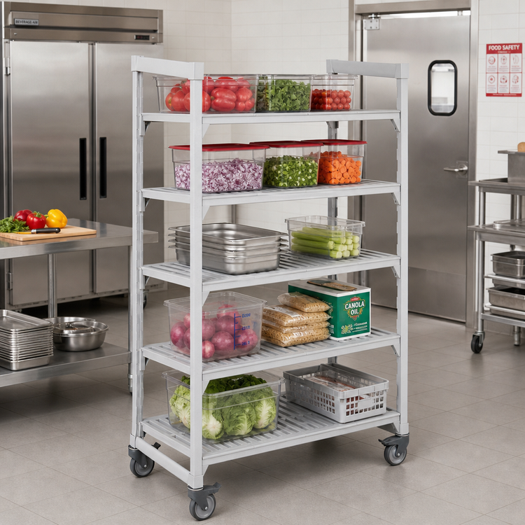 Product image #3 for Cambro Camshelving Premium 5-Shelf Vented Mobile Starter Unit, 21 x 42 x 67-1/4 Inches, Speckled Gray