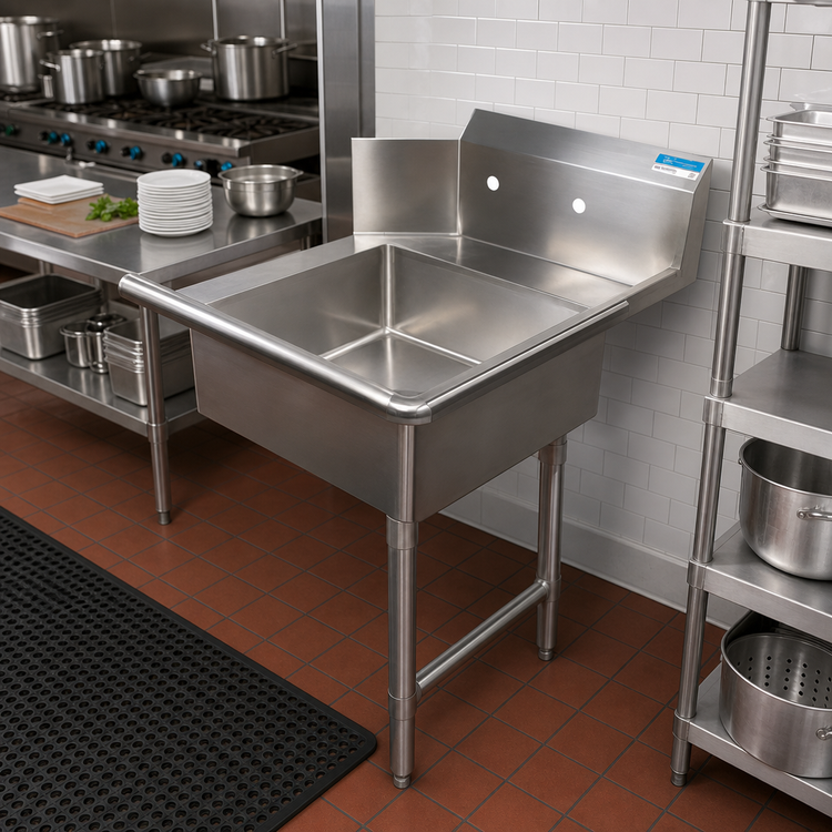 Product image #2 for BK Resources Straight Soiled Dish Table with 20 x 20 x 8 In. Welded Bowl, 48 x 30-3/8 x 46-1/4 In., Right-to-Left Operation