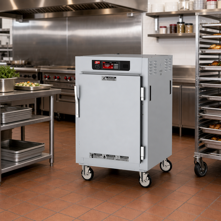 Product image #2 for Metro C5 8 Series Mobile 1/2 Height Pass-Thru Controlled Temperature Holding Cabinet with Solid Doors and Universal Wire Slides