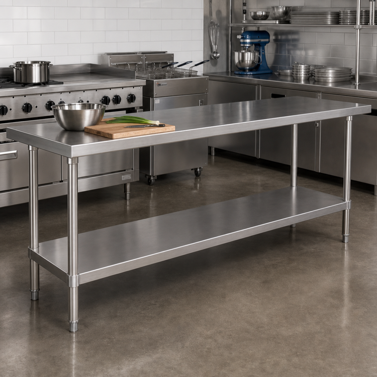 Product image #2 for BK Resources 72-Inch Stainless Steel Optional Removable Shelf for 24 x 72 Cabinet Base Chef Tables