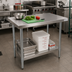 Thumbnail image #2 for BK Resources CVT-4836 48 Inch x 36 Inch 16-Gauge Stainless Steel Flat Top Work Table with Undershelf