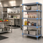 Thumbnail image #2 for Quantum Millenia QP184274V3S1 42"W x 18"D x 74"H Gray Polymer Shelving Starter Unit, 4-Shelf, Stationary