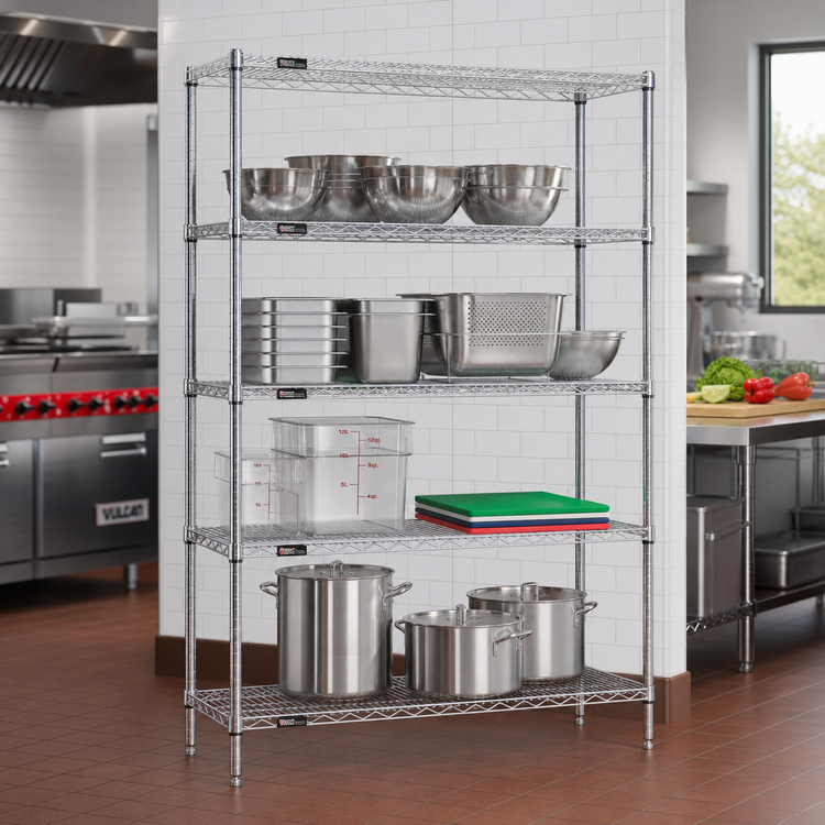 Product image #2 for EAGLEbrite Red-i-Pak 4-Tier Stationary Wire Shelving Unit, 36 x 24 x 63 Inches, Zinc Finish