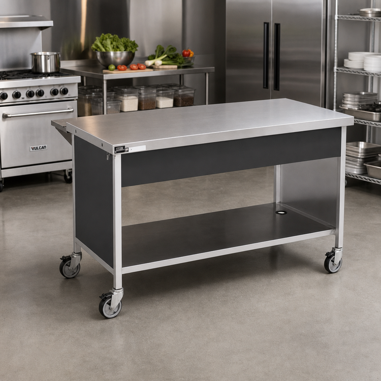 Product image #2 for Atlas Metal CAFT-6 91-1/4-Inch Mobile Modular Solid Top Utility Serving Counter with Stainless Steel Top