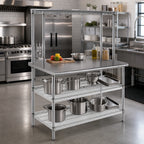 Thumbnail image #2 for Eagle Group AdjusTable T2460EBW-1 60-Inch x 24-Inch 16-Gauge Stainless Steel Work Surface System with Adjustable Overshelf and Two Wire Undershelves
