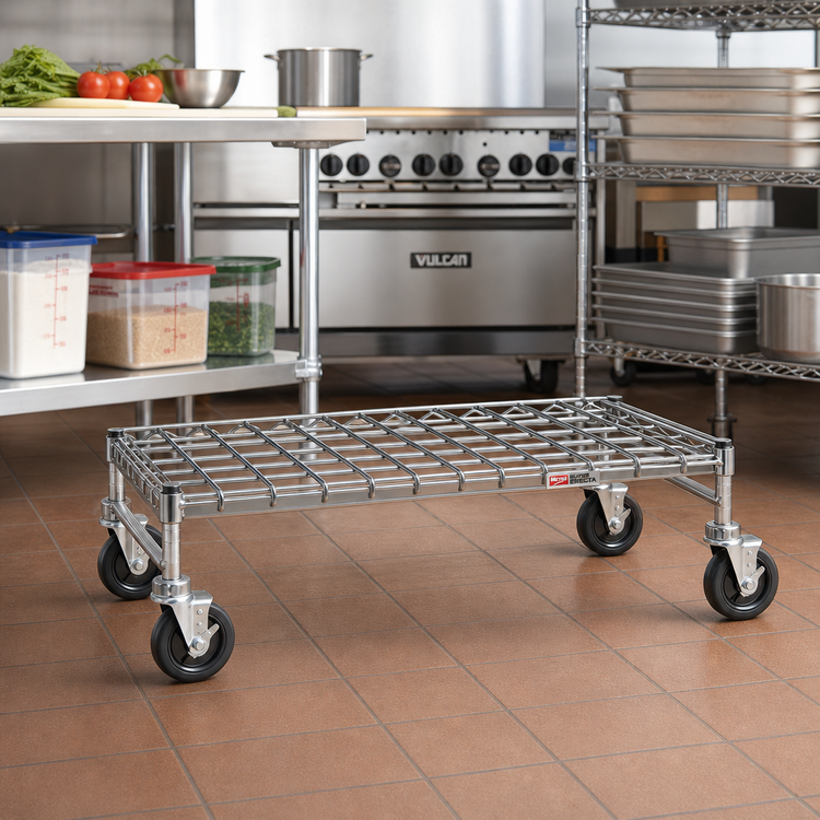 Product image #2 for Metro Super Erecta Mobile Chrome Wire Dunnage Rack with Casters, 36 x 18 Inches, 800 lb Capacity