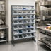 Thumbnail image #2 for Quantum Sloped Single-Sided Steel Pick Rack with 8 Shelves and 40 Clear Bins, 400 lb Capacity, 12D x 36W x 60H