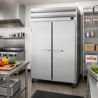 Thumbnail image #2 for Howard-McCray R-SF48 Two-Section Remote Reach-In Freezer, 48 Cu. Ft., Solid Hinged Doors, Stainless Steel Front