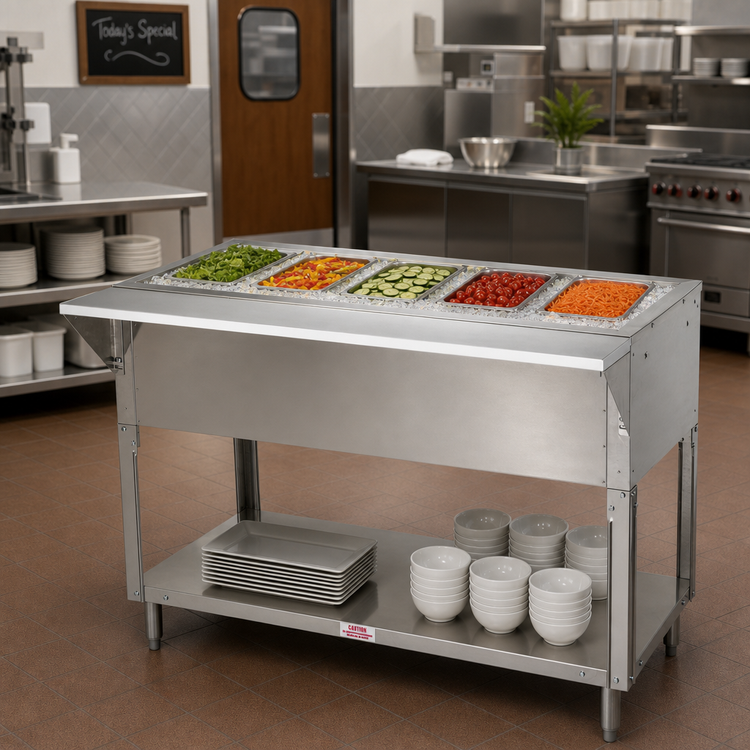 Product image #2 for Advance Tabco Triumph (Supreme) CPU-5 Ice Cooled 5-Pan Serving Counter, 77-3/4 Inch Wide