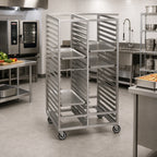 Thumbnail image #2 for Channel Manufacturing 468S Double-Section Stainless Steel Cafeteria Tray Rack, 40-Tray Capacity, 15 x 20 in Trays, 45 x 30 x 70 in