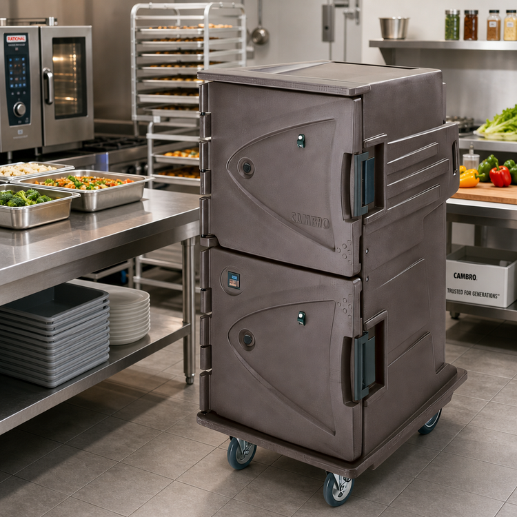 Product image #3 for Camtherm® Tall Profile Electric Hot Holding Cabinet Cart, Double Door, Granite Sand