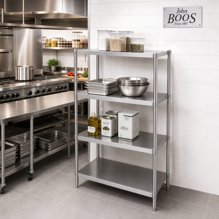 Product image #2 for John Boos Stainless Steel Dry Storage Shelving Unit with 3 Adjustable Shelves, 42 x 24 x 60 Inches