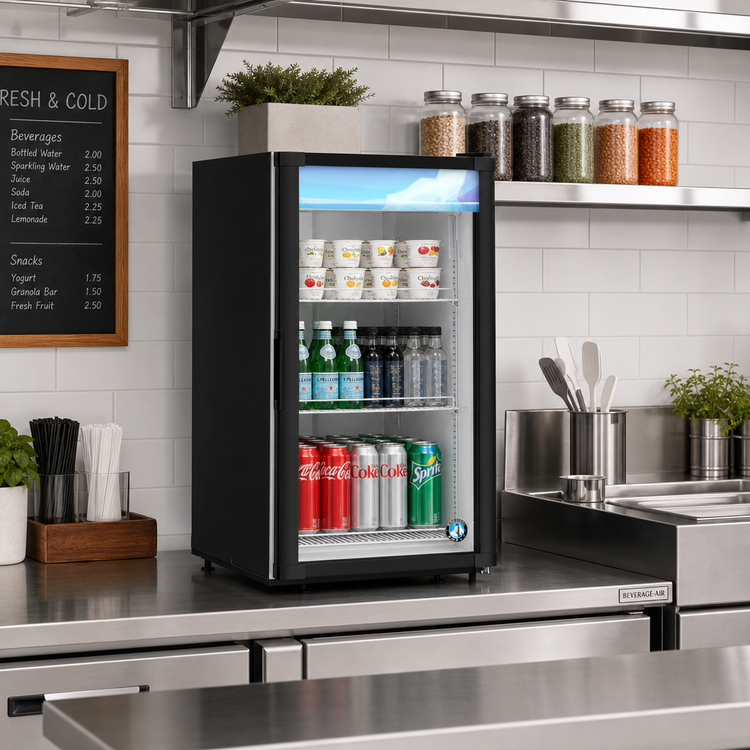 Product image #2 for Single-Section Countertop Glass Door Refrigerated Merchandiser, 5.97 Cu. Ft., Rear-Mount Self-Contained, Black