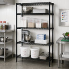 Thumbnail image #2 for Quantum WR86-2148BK Stationary Wire Shelving Starter Unit, 48"W x 21"D x 86"H, 4 Shelves, Black Epoxy Antimicrobial Finish