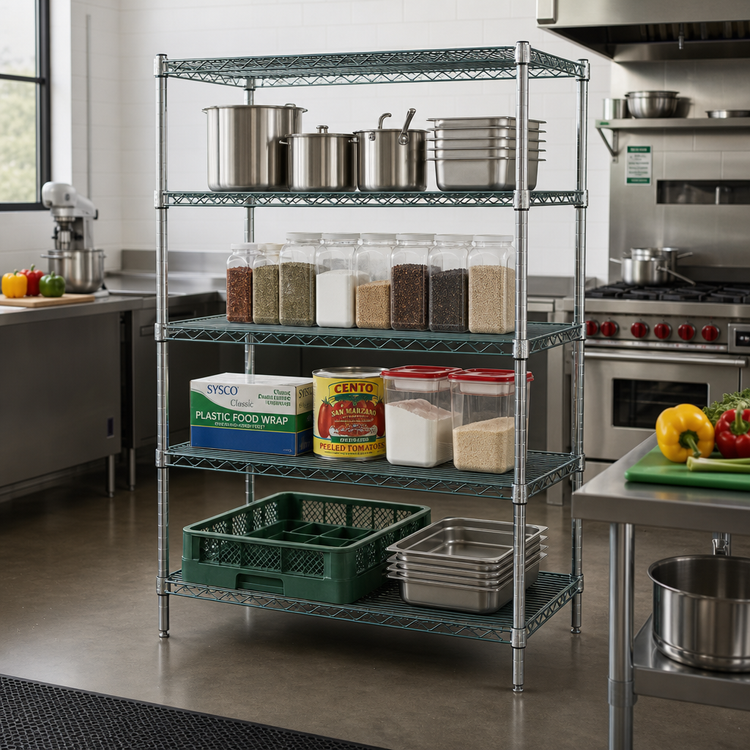 Product image #3 for Metro Super Erecta Stationary Starter Wire Shelving Unit, 36"W x 24"D x 63"H, 4 Shelves, Metroseal 3 Green