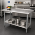 Thumbnail image #2 for Advance Tabco FMS-307 Stainless Steel Work Table with 1-1/2 Inch Rear Up-Turn and Adjustable Undershelf, 84 x 30 Inches