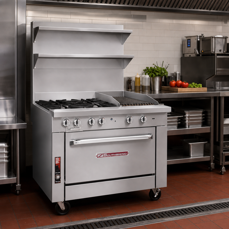 Product image #2 for Southbend Platinum 36-Inch Modular Heavy Duty Gas Range with 4 Open Burners and 12-Inch Charbroiler