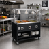 Thumbnail image #2 for 2-Series Affordable Portable 3-Well Mobile Hot Food Station with Open Storage Base and Buffet Breath Guard, 120V