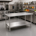 Thumbnail image #2 for Eagle Group Spec-Master T3660SEM Stainless Steel Work Table, Marine Edge, Adjustable Undershelf, 14-Gauge 300-Series Top, 60 x 36 Inches