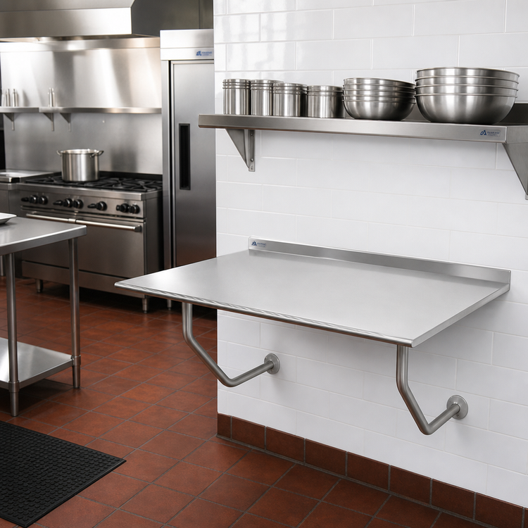 Product image #2 for Advance Tabco Wall-Mounted Stainless Steel Table, 48 x 30 Inches, 14 Gauge 304 Stainless Steel Top