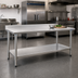Thumbnail image #2 for Eagle Group Budget Series 60-Inch x 30-Inch 430 Stainless Steel Work Table with Rear Upturn and Adjustable Undershelf