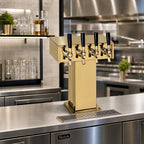 Thumbnail image #2 for Perlick Corporation 4006-4BTF 4-Faucet Countertop Glycol-Cooled Tee Draft Beer Tower, Standard Base, Brass Finish