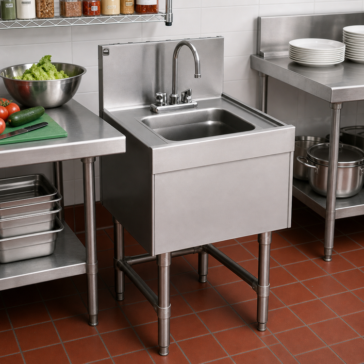 Product image #2 for Eagle Group Spec-Bar 1-Compartment Freestanding Wet Waste Sink with Deck-Mount Gooseneck Faucet, 12 x 19 Inch