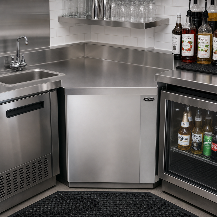 Product image #2 for Krowne Royal Series 60° Rear Corner Underbar Angle Filler, 19-Inch Front-to-Back, Stainless Steel