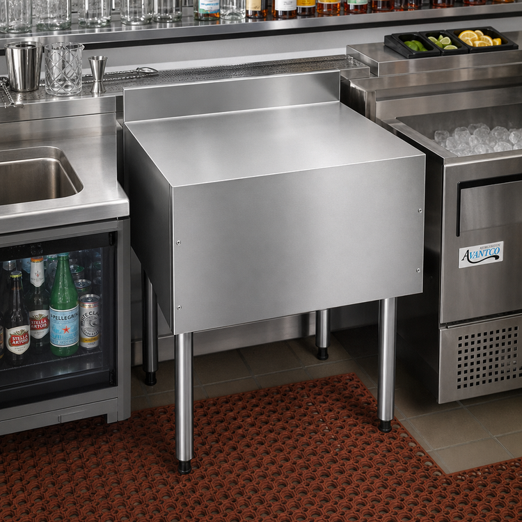 Product image #2 for CHOICE 18-Inch Stainless Steel Underbar Filler Board with Flat Top and 4-Inch Backsplash