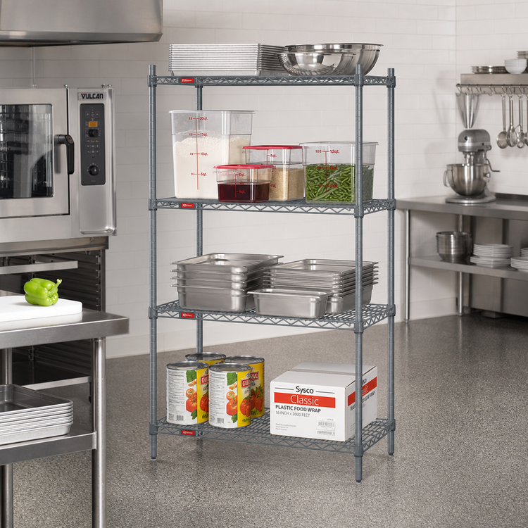 Product image #2 for Eagle Group Valu-Master 4-Tier Wire Starter Shelving Unit, 30 x 21 x 74 Inches, Pewter Gray Epoxy Finish