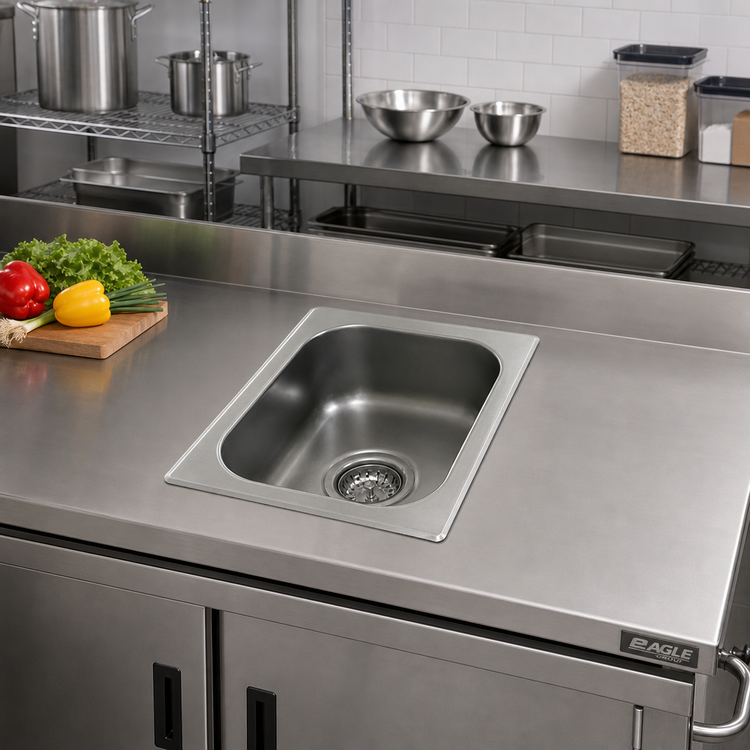 Product image #2 for Eagle Group Self-Rimming One-Compartment Drop-In Sink With No Deck, 18" x 24" x 13-1/2" Bowl, 18-Gauge Stainless Steel
