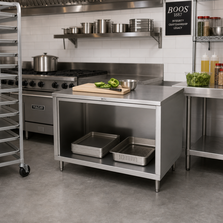 Product image #2 for John Boos Stainless Steel Open Front Cabinet Base Work Table, 48 x 24 Inches