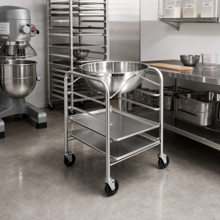 Product image #2 for Vollrath Mobile Stainless Steel Bowl Stand/Dolly with Tray Slides for 30-Quart Mixing Bowl
