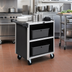 Thumbnail image #2 for Vollrath 3-Shelf Bussing Cart with Three-Sided Black Vinyl Panels and Stainless Steel Shelves, 300 lb. Capacity